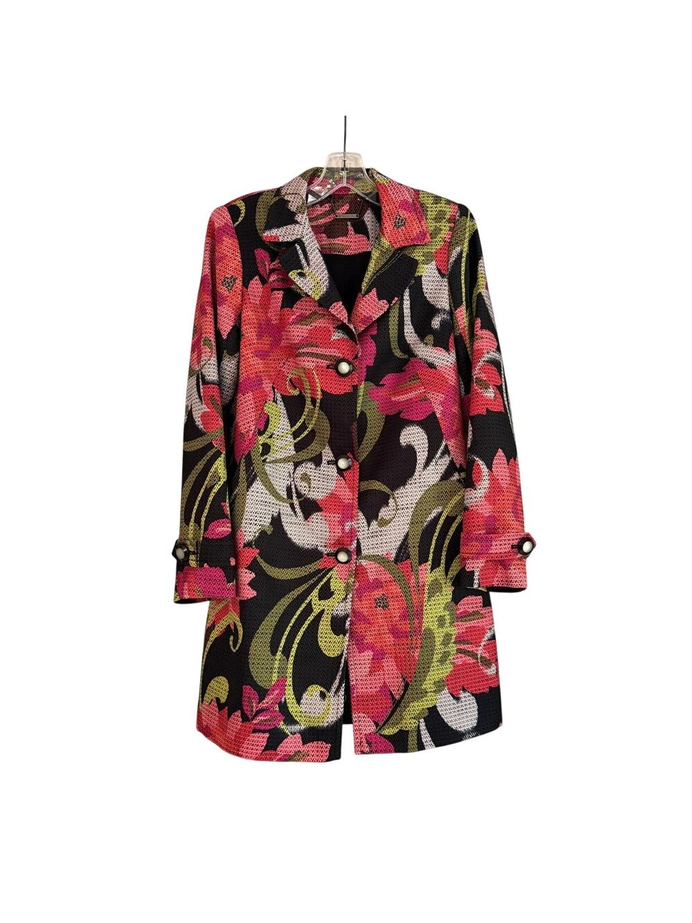 Title: Trina Turk Floral Long Blazer Jacket Pink Black Green Statement Coat M